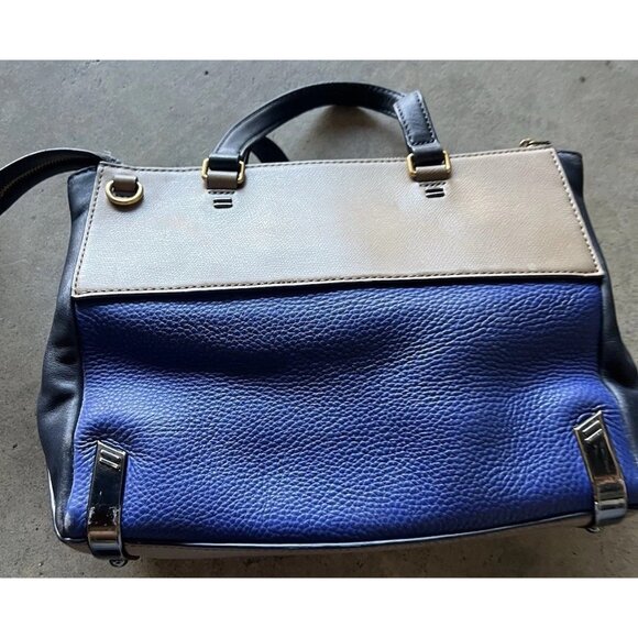 Marc by Marc Jacobs Shelter Island Blue Color Brown Block Leather Satchel Tote - Picture 3 of 16